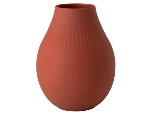 Villeroy und Boch Manufacture Collier Terre Vase Perle hoch - Elegante Blumenvase aus Premium Porzellan, ideal für Kommoden und Festtafel, bringt frischen Flair und ist leicht zu reinigen.
