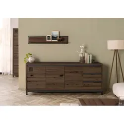 Sideboard Kernbuche 210x45x85 Tabacco Braun Geölt VILLANDERS - Elegantes Sideboard aus massivem Kernbuche-Holz mit Soft-Close-Technologie. Viel Stauraum durch 3 Schubladen und zahlreiche Fächer. Entdecken Sie die stilvolle VILLANDERS-Serie für Ihr Zuhause.