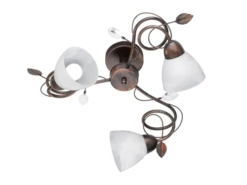 meineWunschleuchte 3-flammige Florentiner Deckenleuchte in Rostoptik - Lampen mit 3x E14 LEDs, dimmbar und energiesparend. Elegante Rostoptik und Alabasterglas für warmes Licht und stilvolle Akzente in jedem Raum.