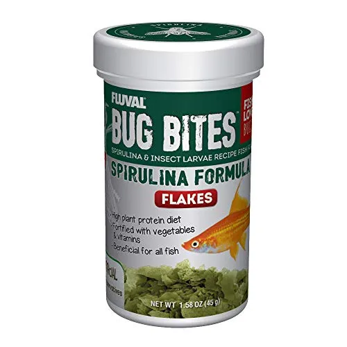 Fluval Bug Bites Fischfutter Flocken Spirulina, für alle Fische, 250ml