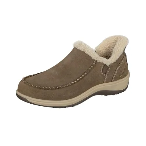 Orthofeet Damen Slip-in Hausschuh Nubuk Braun Lorin, Größe 40 - Bequemer Damenhausschuh mit innovativer Slip-in-Technologie für einfaches An- und Ausziehen. Hergestellt aus wasserabweisendem Leder und mit kuscheligem Innenfutter für optimalen Tragekomfort.