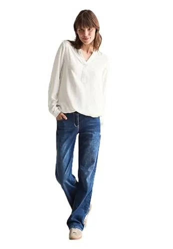 Cecil Damen Bluse Unifarbe mit Rundhalsausschnitt - Elegante Tunika mit geschlitztem Rundhals und elastischem Saum, gefertigt aus weicher Viskose für höchsten Tragekomfort.