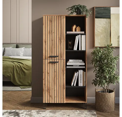 Vicco Garderoben-Set Amber, Eiche Wotan, 80 x 172 cm in braun von Vicco