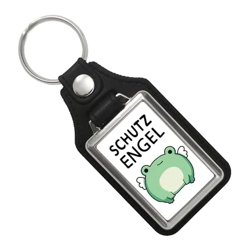 speecheese Frosch Schlüsselanhänger mit Kunstleder-Anhänger mit Spruch Schutzengel Glücksbringer für mehr Kraft und Glück Kawaii Frog Engel Tier