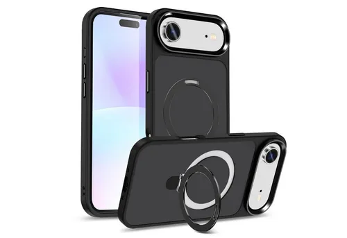 CoolGadget Handyhülle Hybrid Luxury Handy Case für iPhone Air 6,5 Zoll, Hülle Massiv Metallring aufklappbar Schutzhülle für Magsafe Zubehör