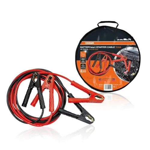 OSRAM Starthilfekabel OSC250A, 3,5 m, 700A - Starthilfekabel für PKW und Dieselmotoren, 12V/24V, mit 25mm² Kabelquerschnitt für optimale Leistung und isolierten Batterieklemmen. Praktische Tragetasche für einfachen Transport.