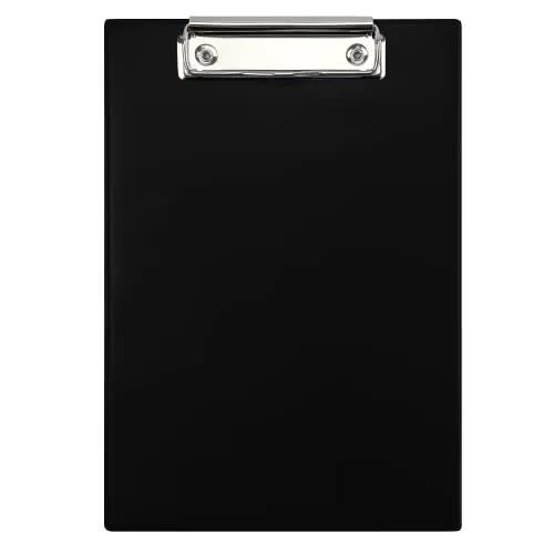 Netuno 1 Stück Klemmbrett A5 Schwarz mit Metallclip Schreibplatte aus Hartkunststoff Dokumentenhalter Schreibunterlage Clipboard Mappe mit Bügelklemme