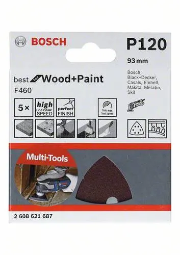 Bosch Accessories 2608621688 Deltaschleifpapier Körnung (num) 180 (L x B) 93mm x 93mm 5St.
