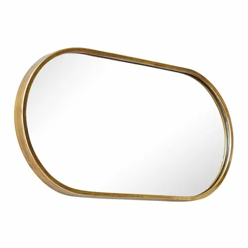 Loberon Spiegel Anthé, Zeitgenössisches Design, Hochkant/Quer Montierbar, Wandspiegel, Wohn-Accessoire, Eisen, Spiegelglas, antikmessing