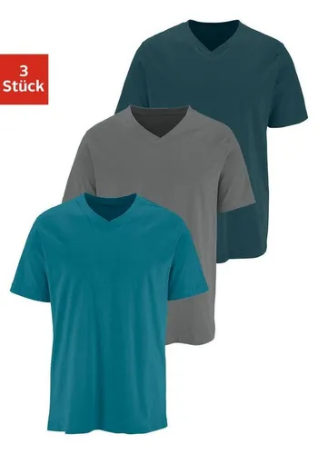 H.I.S Herren T-Shirt, V-Ausschnitt, 3er Pack - Herren-Shirts in modischen Farben, 100% Baumwolle, ideal für den Alltag. Bequem und pflegeleicht, unterstützt die Initiative Cotton made in Africa.