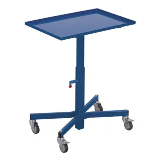 VARIOfit Materialständer 605x405 mm - Transportroller mit höhenverstellbarer Ladefläche und robuster Stahlkonstruktion. Ideal für Eurokästen, pulverbeschichtet in RAL 5010 für dauerhaften Oberflächenschutz.