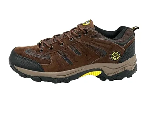 Ablovo Herren Outdoor Trekkingschuhe Wanderschuhe Sneaker Gr. 41-50 inkl. Übergröße (Dunkelbraun-Gelb, EU Schuhgrößensystem, Erwachsene, Herren, Numerisch, M, 42)