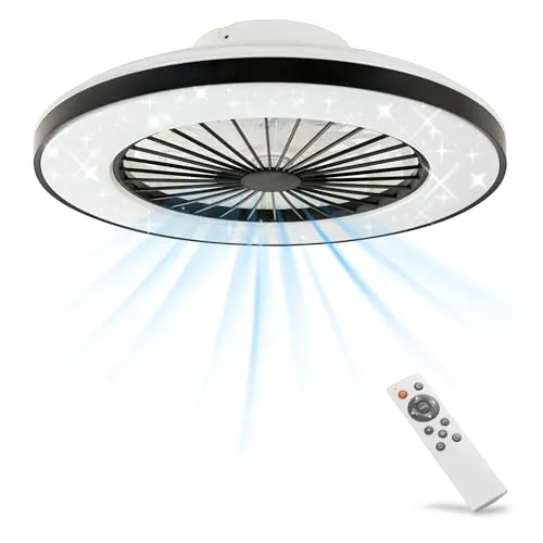HSL LED-Deckenleuchte mit Ventilator Ø 50cm - Deckenventilator mit Lampe und Sterneneffekt, stufenlos dimmbar und ideal für Wohnzimmer, Schlafzimmer oder Büro – sorgt für angenehmes Ambiente und optimale Wärmeverteilung.