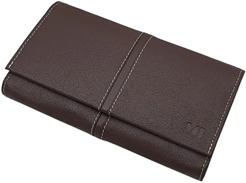 myledershop Große Büffelleder Damen Geldbörse mit RFID & NFC Schutz (Braun) | Geldbeutel, Portemonnaie, Geldtasche