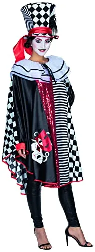 Pierrot Cape - Harlequin Kostüm für Damen - Elegantes Harlequin Kostüm für Mottopartys und Karneval, ideal für einen unvergesslichen Auftritt bei Fasching oder Verkleidungen.