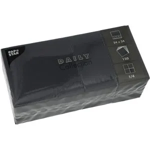 PAPSTAR Servietten Daily Collection schwarz 2-lagig 24,0 x 24,0 cm, 150 St.