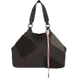 Fritzi aus Preußen Shopper Schultertasche Izzy Medium Happy Flocked - Dunkelbraun - Stylische Schultertasche mit geräumigem Hauptfach und praktischem Druckknopfverschluss. Ideal für modebewusste Frauen, die Eleganz und Funktionalität schätzen.