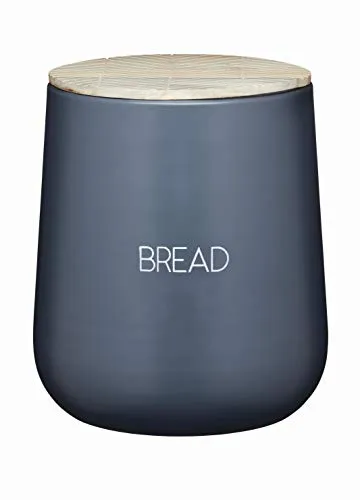 KitchenCraft Serenity Brotkasten mit luftdichtem Deckel, Aufbewahrungsbox mit Deckel für Brot, Borratsdosen Brotbox, Brottopf aus Eisen, Grau/Braun, Ø 12,5 (15 cm hoch), 1,5 Liter