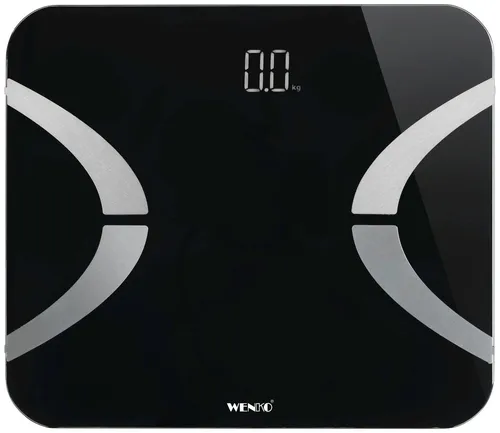 WENKO Körper-Analysewaage LED - Präzise Personenwaage mit Bluetooth für umfassende Körperanalyse: misst Körperfett, Wasseranteil, Muskelmasse und mehr. Große LED-Anzeige, energiesparend und ideal für jeden Haushalt.