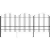 vidaXL Gartenzaun mit Speerspitzen aus Stahl, 1,75 - 2 m hoch, 5,1 m lang - Gartenzäune, stabil, pflegeleicht und mit dekorativen Speerspitzen für mehr Sicherheit und Privatsphäre. Ideal für Ihr Grundstück!