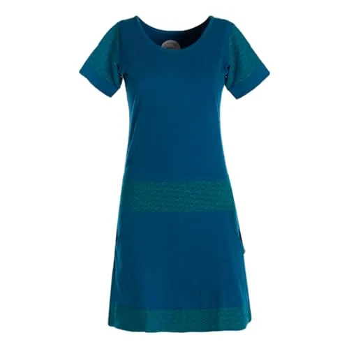 Vishes kurzärmliges Damen-Kleid in türkis I Größe 3XL (46) I Handgefertigt aus 100% Baumwolle I Kleid mit Taschen I Ideal für Sommer I Nachhaltige Alternative Bekleidung