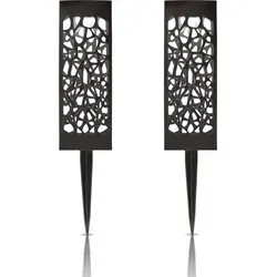 LED Solar Stecklampe für Außen ( 2er Pack ), wetterfest IP44 spritzwassergeschützt, 28,5 cm Gartenleuchte mit Erdspieß, Beleuchtung für Terrasse - Schwarz