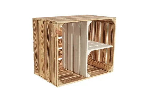 CHICCIE Holzkiste Geflammte Obstkiste 50x40x30 – Hell Geflammt Weiß T Regal (3 St)