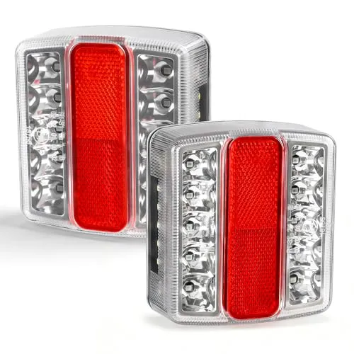 Yuanjoy 2 Stück LED Anhängerleuchten mit E-mark, 12V 24V Wasserdichtes Rücklicht Kit mit Kennzeichenbeleuchtung Für Lkw, Wohnwagen, Van, Oder, Traktor
