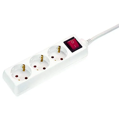 as - Schwabe 3-Fach Steckdosenleiste weiß mit Schalter 230 V / 16 A – Mehrfachstecker mit 1,4 m Leitung & Berührungsschutz – Steckdosen 45° gedreht – Mehrfachsteckdose Indoor – IP20, 11361