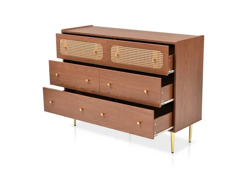 Merax Kommode Rattan geflecht,Highboard, Sideboard mit Schubladen, Schubkastenkommode