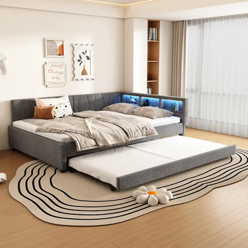 Daybett 140x200 cm mit USB-Anschluss und LED-Umgebungslicht