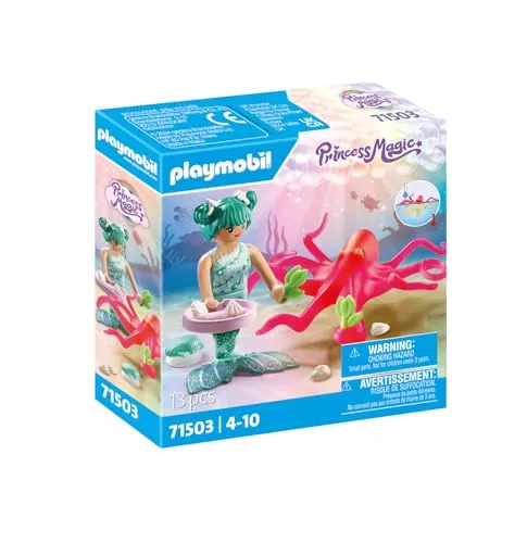 Playmobil Princess Zeemeermin mit Farbwechsel-Octopus 71503 - Kreatives Spielset mit farbwechselndem Oktopus, ideal für fantasievolles Spielen im Wasser