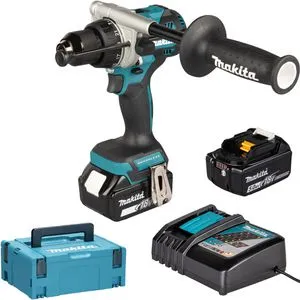 Akku-Schlagbohrschrauber DHP492RTJ - 18Volt mit 2x 5,0Ah Li-Ionen-Akkus - Werkzeug mit hoher Leistung für vielseitige Anwendungen, max. Drehzahl 2.100 U/min und Schlagzahl 31.500/min für effektives Arbeiten.