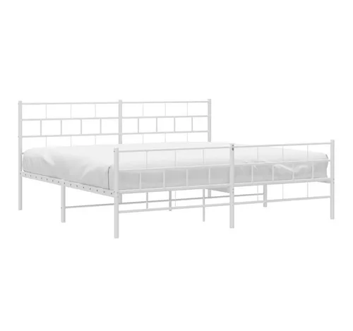 Bettgestell mit Kopf- und Fußteil Metall Weiß 180x200 cm von vidaXL