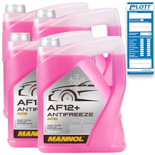 MANNOL 4X MN4012-5 Longlife Antifreeze AF12+ -40 Kühlerfrostschutz 5L