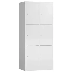 ClassiX Schließfachschrank X-523327 - 6 Fächer, weiß, mit Zylinderschloss - Stahl-Schließfachschrank mit 6 Fächern, ideal für sichere Aufbewahrung. Lieferung komplett montiert, langlebige Pulverbeschichtung und 3 Jahre Garantie.