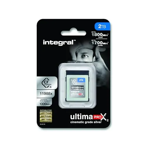 Integral 2TB - 2000GB CFexpress Typ B SD-Karte 2.0 12K & 8K RAW & 8K 120 Für Advanced Cinematic & DSLR Kameras, die eine hohe Schreibgeschwindigkeit < 1300MB/s erfordern | CF Express Type B