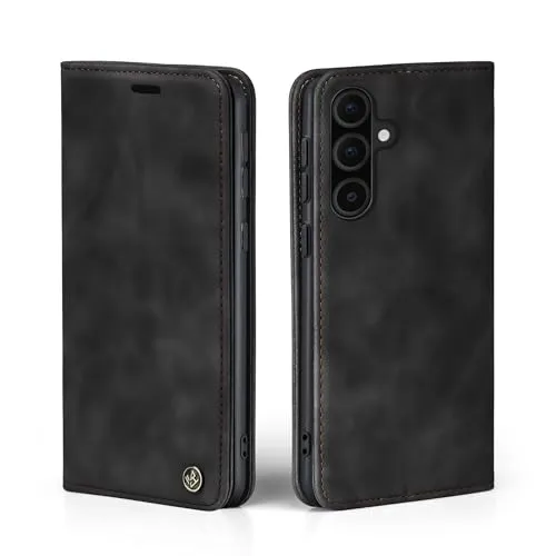 LBH Handyhülle für Samsung Galaxy A36 5G in Schwarz mit Karten- und Geldfach Smartphone Hülle mit Standfunktion Flip Case Schutzhülle Magnetverschluss Vintage