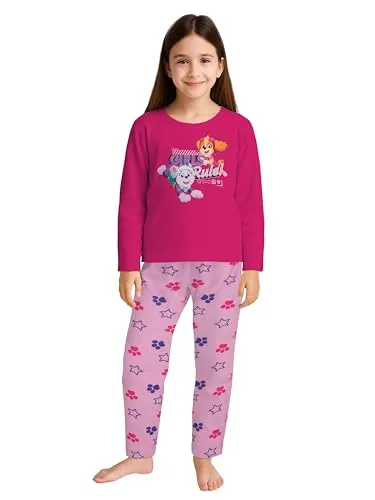 Paw Patrol Schlafanzug für Mädchen - Girls Rule - Kinder Pyjama Set Langarm Oberteil mit Hose Rosa/Pink (as3, Numeric, Numeric_110, Numeric_116, Regular)