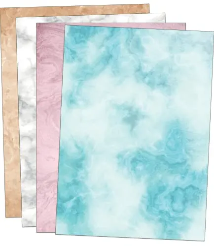 A4 Blatt buntes Marmorpapier, beidseitig bedruckt 90GSM marmoriertes papier Marmor Mix (Gemischt) 60