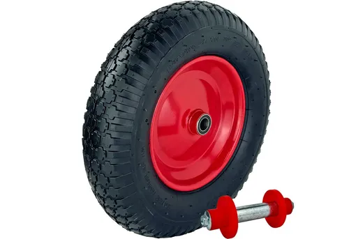 Baumarktplus Schubkarrenrad 390x95 mm 4.80/4.00-8 - Zubehör für Gartengeräte: Profi-Qualität Schubkarrenrad mit 4-lagiger Luftbereifung, ideal für hohe Belastungen bis 200 kg, inklusive Metallachse für optimale Stabilität und Langlebigkeit.