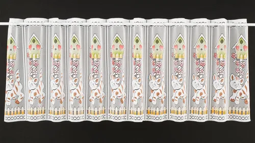 Gardinen Kranzusch Scheibengardine Vogelhaus und Katze, Stangendurchzug, transparent, Kurzgardine,Stablöcher,verschiedene Höhen und Farben