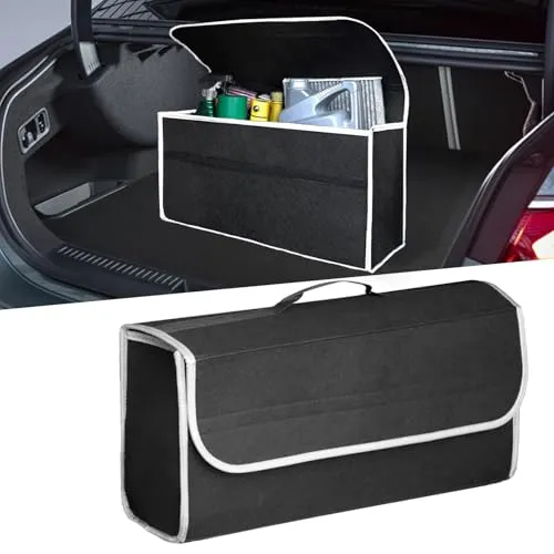 HIAHXC Kofferraum-Organizer-Tasche, Faltbare Kofferraum-Organizer-Aufbewahrung, rutschfeste Filz-Kofferraum-Tidy Tasche für Aufbewahrung von Auto-Werkzeugen & Innen-Deklutter - Geeignet für alle