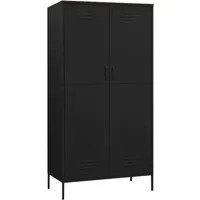 vidaXL Kleiderschrank Schwarz 90x50x180 cm aus Stahl - Kleiderschrank mit 4 verstellbaren Einlegeböden und Kleiderstange, ideal für vielseitige Aufbewahrung und stilvolle Organisation im Wohnraum.