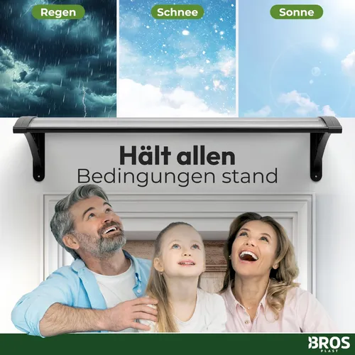 Produktbild BROSPLAST Vordach Schwarz 120 cm x 23 cm x 100 cm