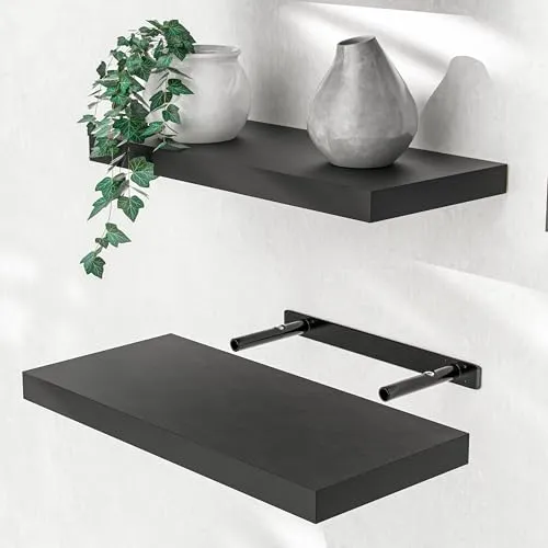 Casaria Wandboard Schwarz 50cm - Modernes Hängeregal mit 15kg Tragkraft - Wandboards von CASARIA® - Hochwertiges, elegantes Hängeregal mit Freischwebe-Effekt. Ideal zur Präsentation Ihrer Lieblingsstücke in jedem Raum. Robuste MDF-Konstruktion mit 15kg Tragkraft.