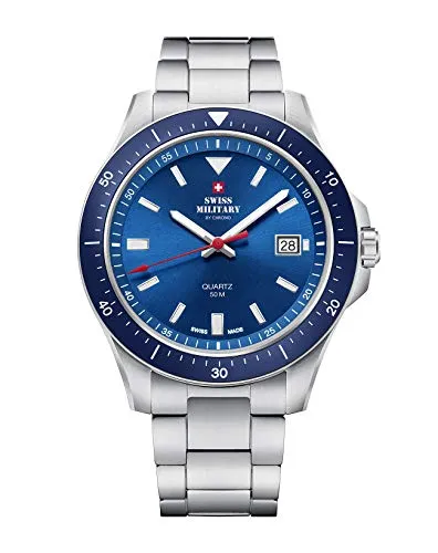 Swiss Military SM34082.02 Herrenuhr Quarz 42 mm - Armbanduhren – Sportliche Eleganz mit 5 ATM Wasserdichtigkeit und hochwertigem Edelstahlarmband, ideal für aktive Männer.