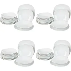 Home4You Tafelservice 48-teilig für 24 Personen - Elegantes Porzellan-Tafelservice in klassischem Weiß, mikrowellen- und spülmaschinengeeignet. Ideal für jeden Anlass, von Alltagsessen bis zur Dinnerparty.