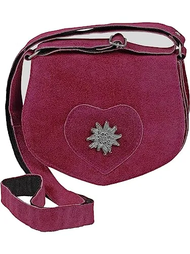 Harrys-Collection Damen mini Trachtentasche mit Edelweiß, Farben:bordaux