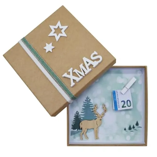 ZauberDeko Geldgeschenk Verpackung Weihnachten Xmas Stern Hirsch Natur Gutschein